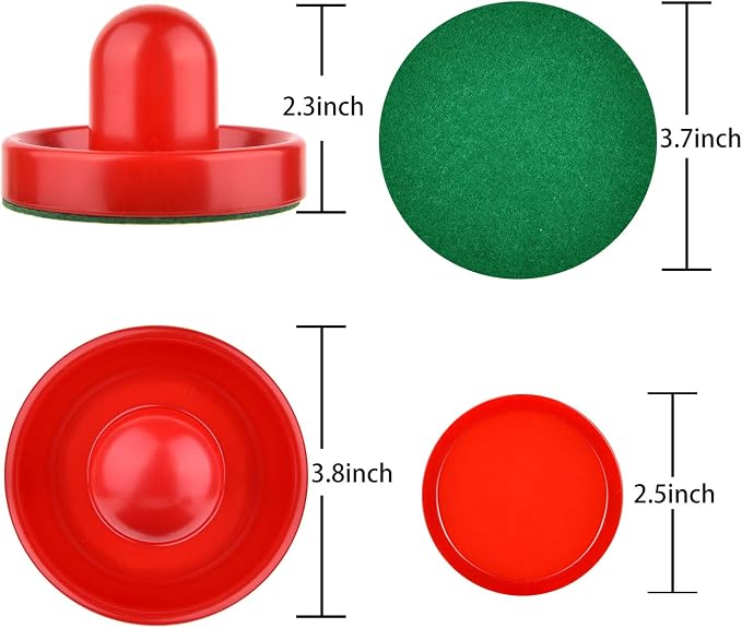 Coopay Air Hockey Pushers and Pucks, Air Hockey Paddles, Goal Handles Paddles Replacement Accessories for Game Tables (4 Striker, 8 Red Puck Pack)
