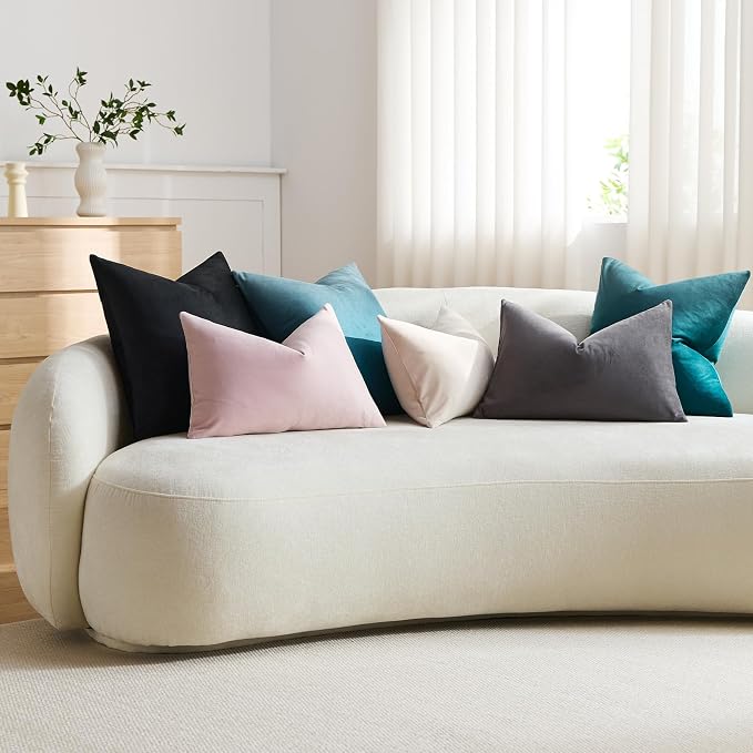 Euro Sham Covers 24x24 Teal: Pack of 2 Cozy Soft Velvet Square Modern Luxury Decorative Throw Pillow Cases for Sofa Couch Living Room Bed Home Decor