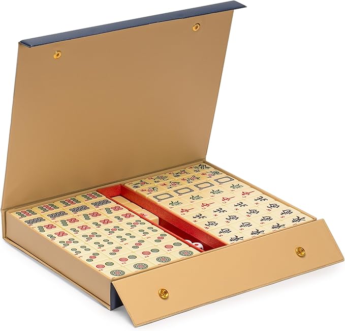 Yellow Mountain Imports "Bleau Fontaine Chinese Mahjong Set with 146 Medium Tiles and Blue Vinyl Case — for Chinese Style Gameplay Only [「「碧蘭楓丹」中國麻將]
