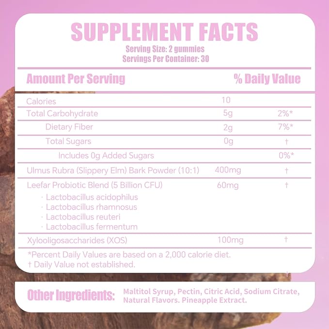 Women’s Probiotic + Slippery Elm - 5 Billion CFU Vaginal Probiotics + Prebiotic Fiber - Supports Intimate Moisture, pH Balance, Odor Control & Yeast Balance* - Pineapple Flavor - 60 Gummies