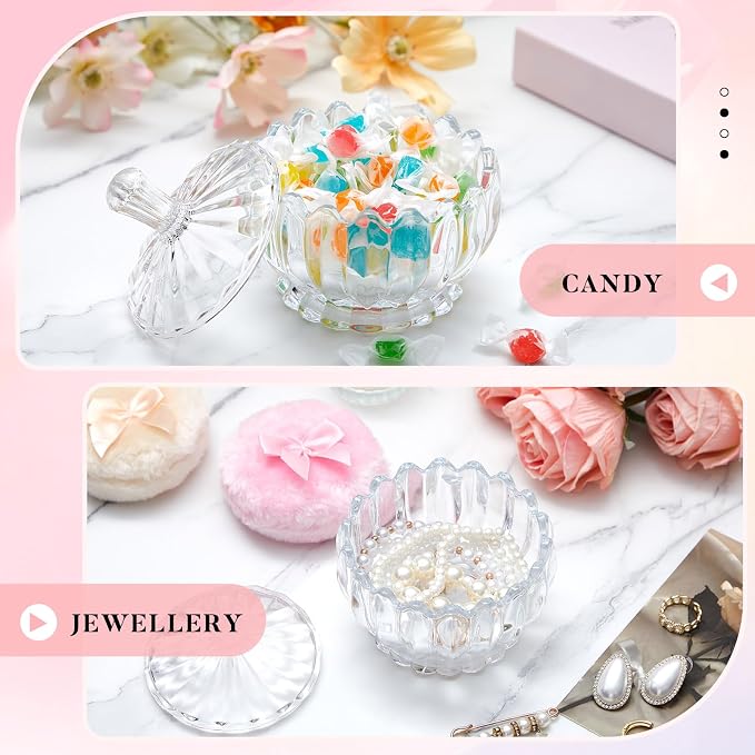 Tioncy 3 Pcs Large Body Powder Puff and Container Powder Container with Puff Powder Puff Crystal Container Soft Washable Reusable Velour Face Body Glitter Powder Puff Wet Dry Makeup(Clear,Cute)