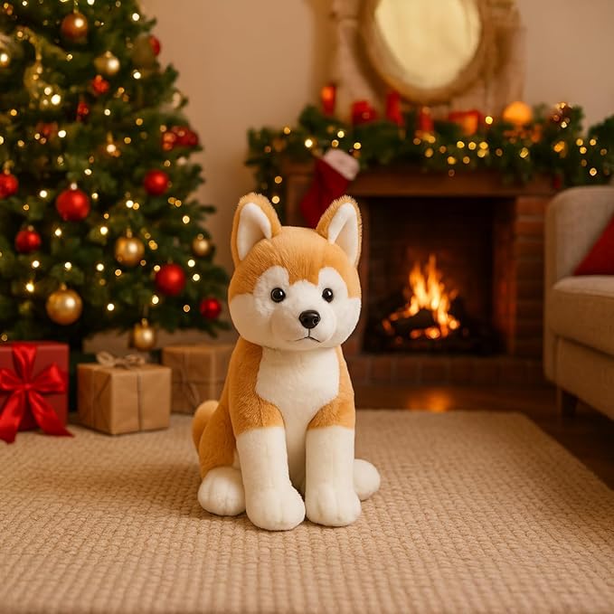 Japanese Akita Shiba Plush Toy Stuffed Animal, Cute Soft and Cuddly, for All Age, 13"