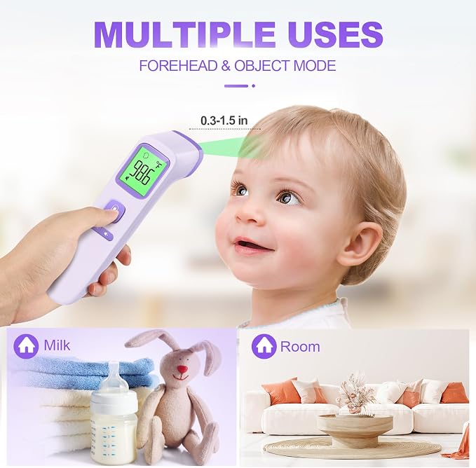 GoodBaby No-Touch Thermometer for Adults and Kids, Digital Health Thermometer with Fever Alarm, 1 Second Result, Accurate & Easy to use, Purple