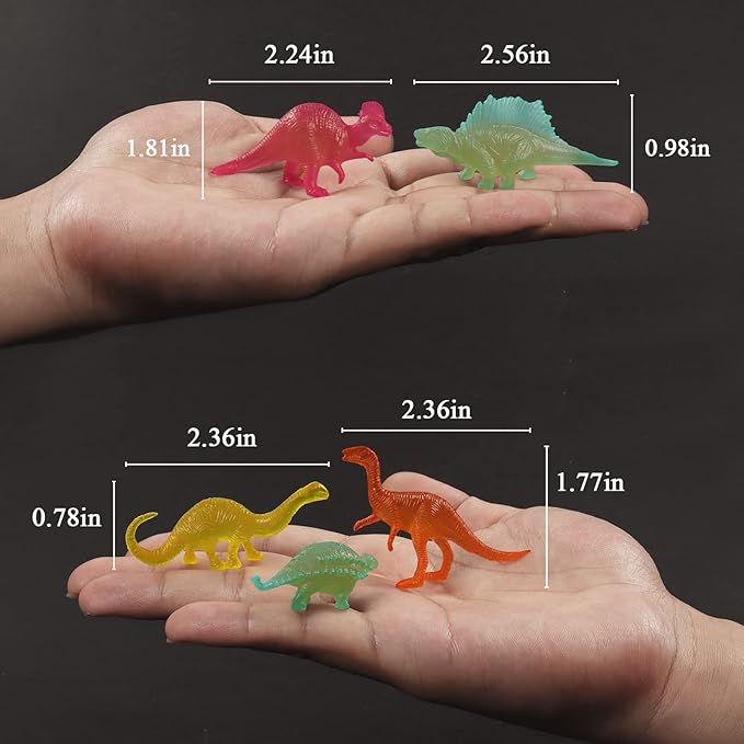 OuMuaMua 78pcs Glow in The Dark Dinosaur Toys Set, Mini Plastic Realistic Dinosaur Figures Glow Toys for Kids Toddler Goody Bag Stuffers, Dinosaurs Theme Party Favors Supplies