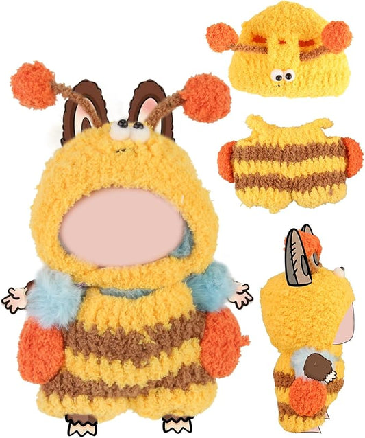 Hand-Crocheted Doll Clothes Set for 17cm Dolls - Original Cute Outfit, Handmade Crochet Accessories, Kawaii Animal Style Collectibles (Buzzing Bee)