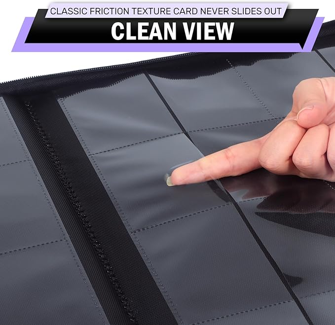 1000+ Pockets Trading Card Binder, 16 Pockets Zipper Binder Card Album, 32 Pack Double-sided Side Loading Non-Ring Card Binder, Card Holder Folders for MTG, TCG, Game Cards & Sports Cards, Purple