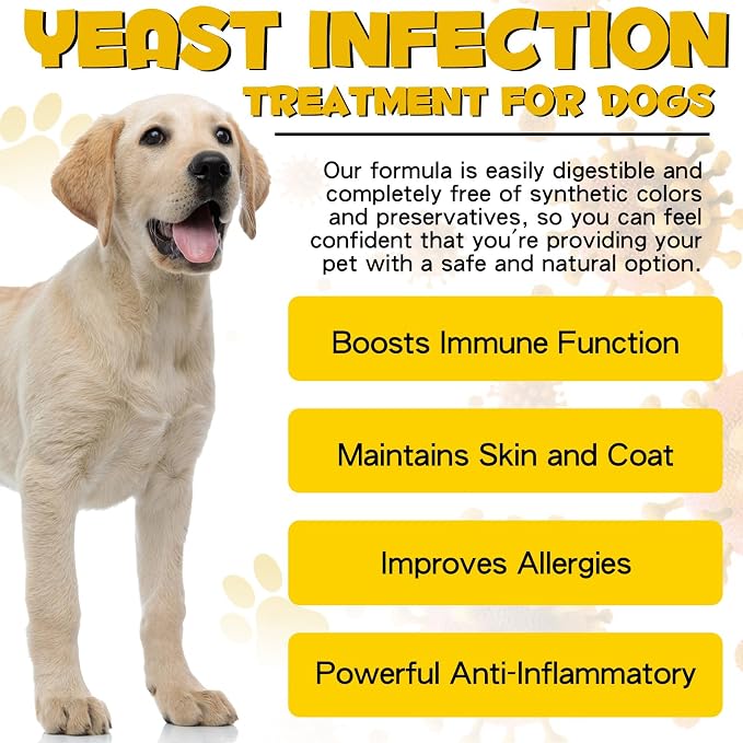 VOSIFSDIY Yeast Infection Treatment for Dogs, Natural Dog Yeast Infection Treatment Supports Itch Relief, Ear Infection, Allergy Relief, Pet Supplies Dog Herbal Supplement, Bacon Flavor-2PCS