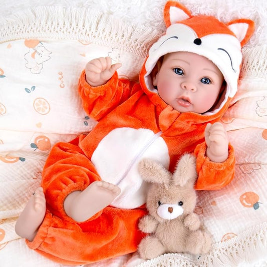 Aori Baby Dolls Lifelike 17 Inches - Realistic Baby Girl Doll Set with Feeding Toy Kit That Look Real, Nice Companion Gift Set for Kids, Grand-Parents, Collection