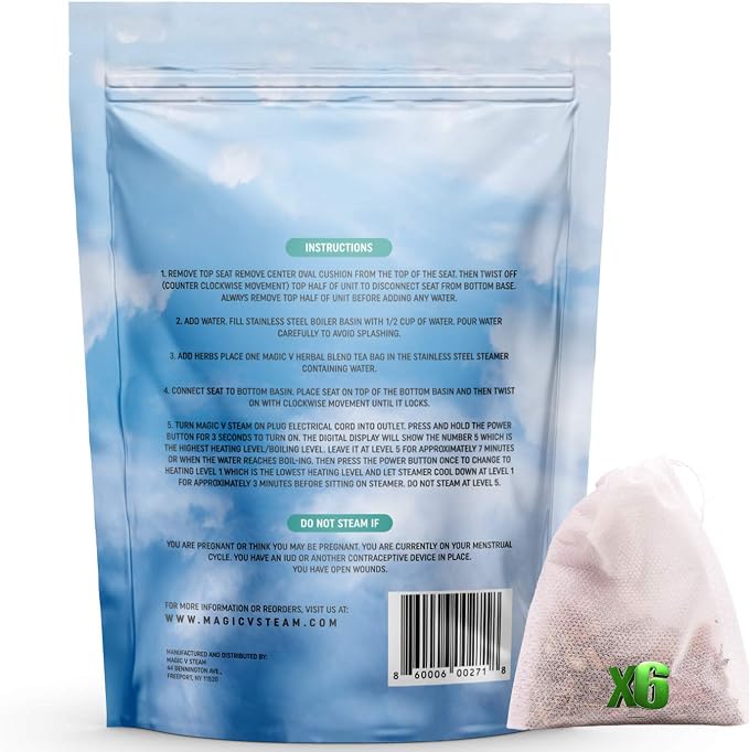 Magic V Serenity Yoni Steam Herbs for Women – Relaxing Steam Kit with Lavender, Chamomile, Rose & Calendula – Natural Self Care, Soothing Relief & Feminine Wellness – 6 Steam Bags
