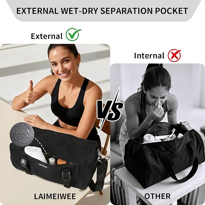 Small Gym Bag for Women Men, 15L Sports Workout Bag with Wet Pocket and Yoga Mat Holder, Lightweight & Water-Resistant Mini Travel Duffle Bag (Black)