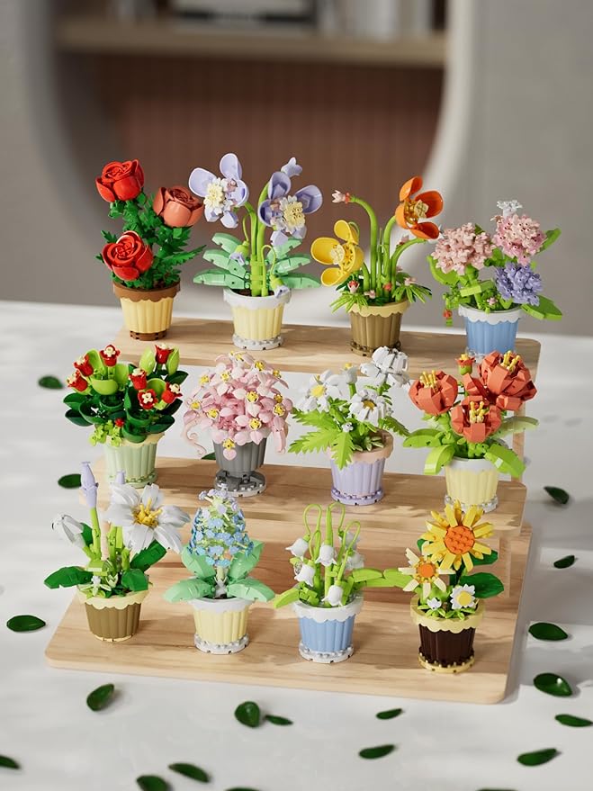 YEIBOBO ! The 12-Piece Flowers and Plant Building Set is A Special Birthday Gift for Women and Girls. with 2531 Pieces, It Can Be Used for Home Decoration, Bonsai, Or Adult Building Block Toys.