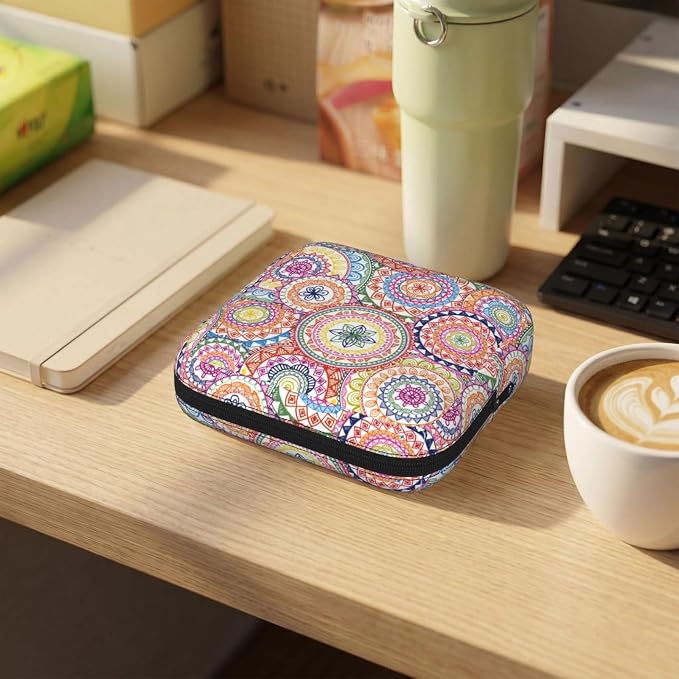 Mandala Flower Boho Mandalas Floral Period Bag For Women,Portable Sanitary Napkin Period Pad Pouch For Purse, Small Make Up Bags