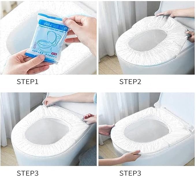 30 Packs Individually Wrapped Disposable Toilet Seat Covers Pad Portable Waterproof Potty Seat Covers for Travel and Public Restrooms
