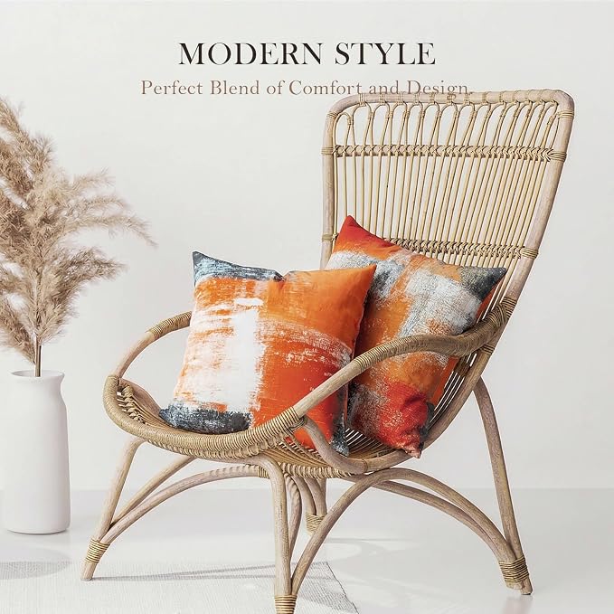 Burnt Orange Throw Pillow Covers 16x16 Set of 4 Decorative Cushion Cover Taupe Abstract Art Painting Pillow Covers for Sofa Couch Bedroom Living Room Outdoor Home Décor | Taupe & Burnt Orange modern‑art cushion cases, neutral aesthetic pillowcases for ...