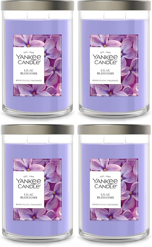 Yankee Candle Lilac Blossoms Scented, Signature 20oz Large Tumbler 2-Wick Candle, Over 60 Hours of Burn Time (Pack of 4)