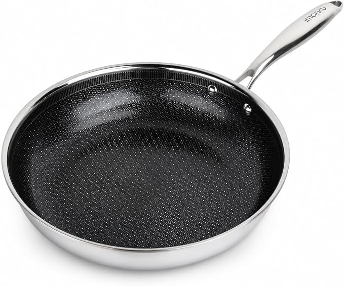 imarku 12 Inch Non Stick Frying Pans, Healthy Hybrid Ceramic Frying Pans | PFOA Free, Non Stick Skillets for Gas, Electric, and Induction, Dishwasher & Oven-Safe Stainless Steel Frying Pan
