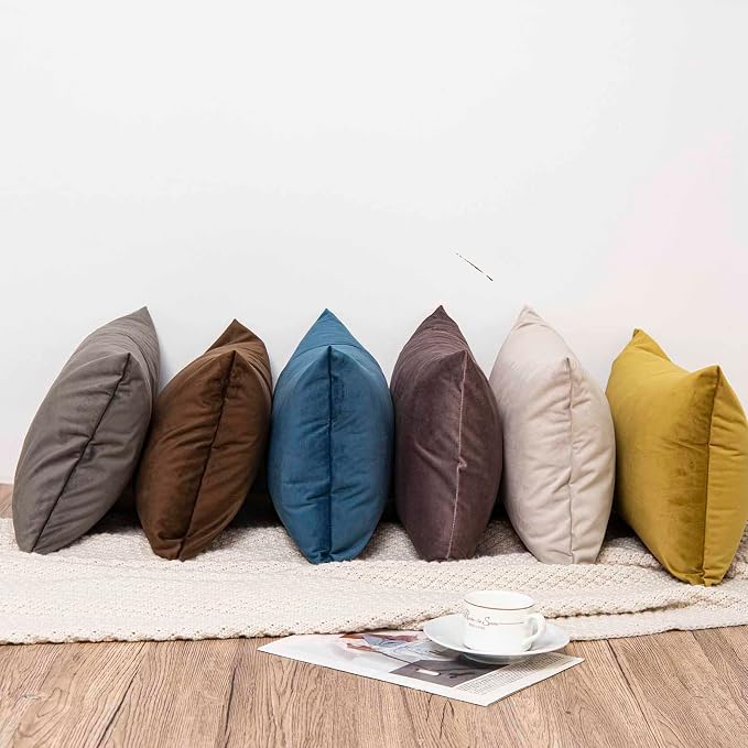 14x24 Pillow Covers Set of 2 Decorative Velvet Throw Pillow Covers,Ash | Luxury Soft Cushion Covers with Invisible Zipper for Couch Sofa Bed Living Room Bedroom Home Decor