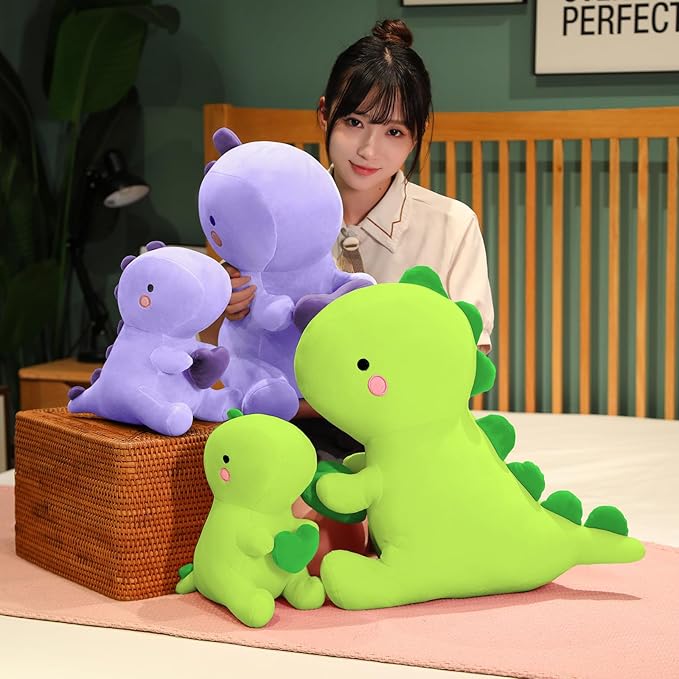 SQEQE Dinosaur Stuffed Animal, Loving Soft Dino Plush Toys with Holding Heart for Valentine Day, Sweet Romantic Anniversary Birthday Gift for Her Girls Boys Girlfriend(Green,12 inch)