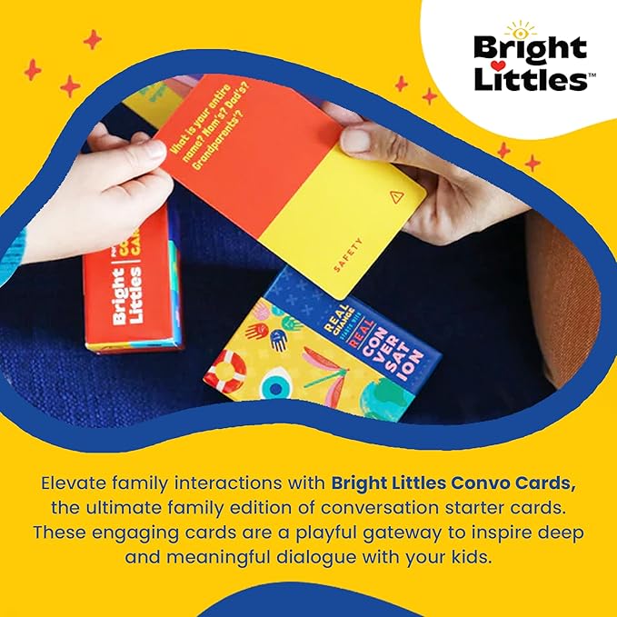 Bright Littles Conversation Cards - Family Bonding & Development Edition: Engage Kids & Parents in Mindful Discussion - Interactive Deck for Group, Table Topics & Game - Connect, Talk, and Grow