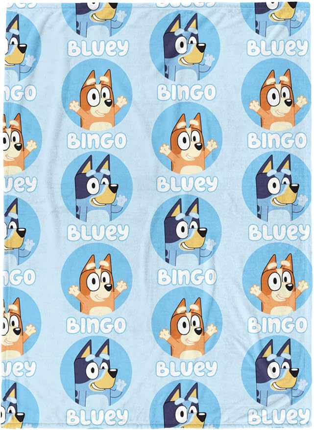 Jay Franco Bluey & Bingo Plush Throw Blanket for Boys & Girls – 46" x 60" Soft Fleece Kids Blanket for Bedroom, Couch & Travel, Official Licensed Product