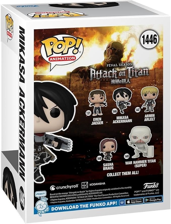 Funko POP! Animation: Attack on Titan - Mikasa Ackerman - Collectable Vinyl Figure - Gift Idea - Official Merchandise - for Kids & Adults - Anime Fans - Model Figure for Collectors and Display