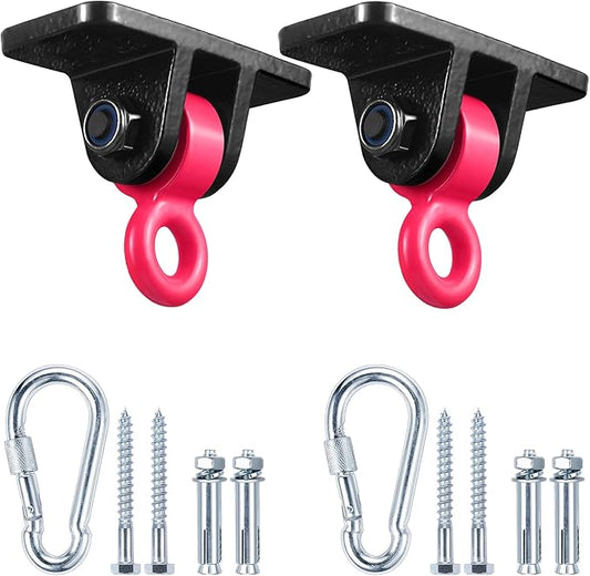 Heavy Duty Swing Hangers for Wooden Sets Playground Porch Indoor Outdoor & Hanging with Snap Hooks (Black and red)