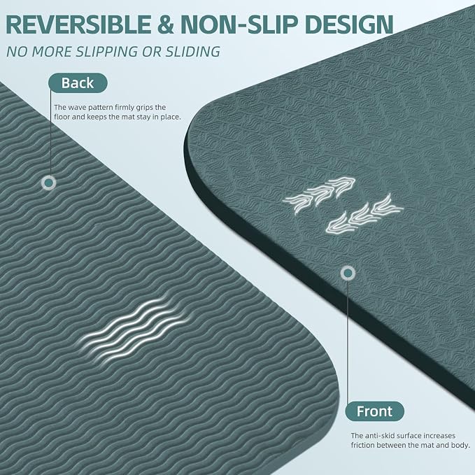 PAIDU Large Yoga Mat, 72" x 36" x 2/5"（10MM） Thick Non-Slip Exercise Mat, SGS-Certified POE Material, Ideal for Home Gym, Yoga, Pilates, Fitness Workouts & Floor Mat