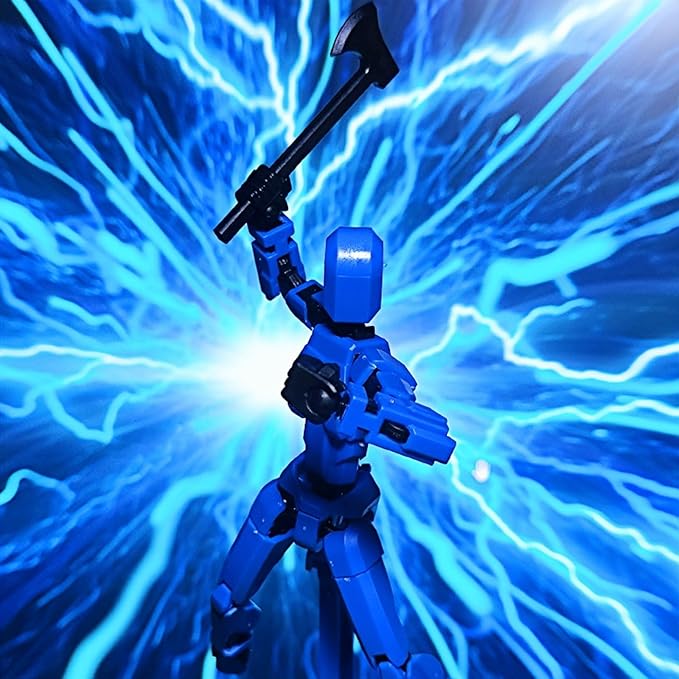 Dummy 13 Assembly Complete Action Figure,Luck 13 Multi-Jointed Articulated Model with Magnetic Base, Interchangeable Hands & Weapon Accessories for Desk Display, Titan 13, 3 Pces (Yellow-Orange-Blue)