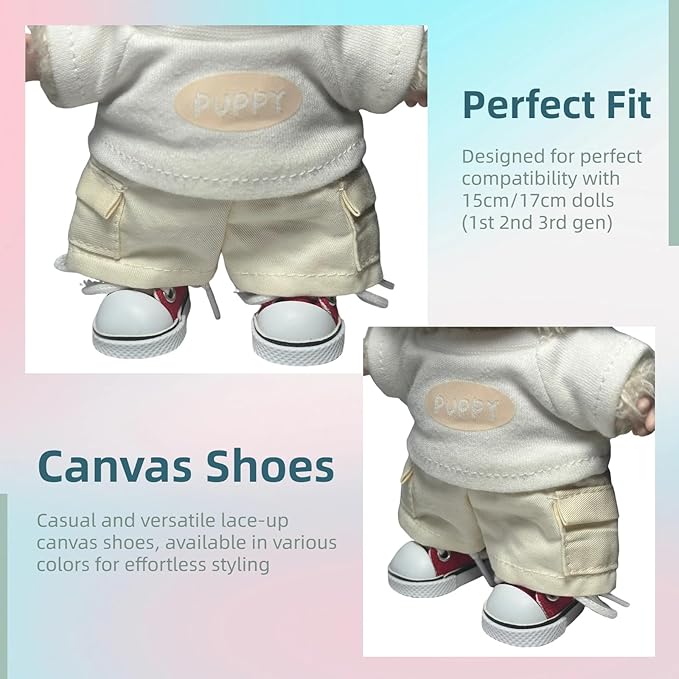 17cm Dolls Shoes, Lace-Up Canvas Sneakers Mini Shoes for 17cm Dolls, Fingerboard Shoes, Mini Finger Shoes, Clothing Accessory for 6.7in Dolls (1 Pair of Red)