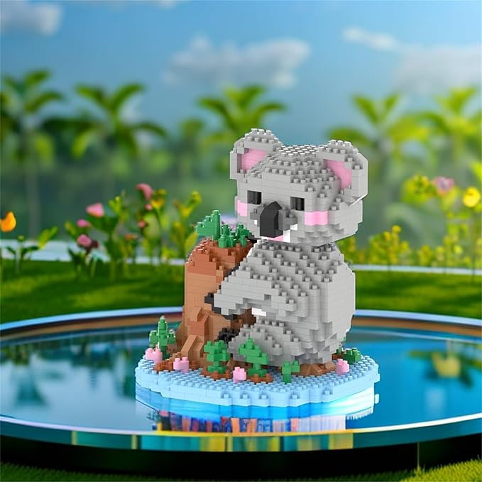 Larcele Animal Series Micro Building Blocks Animal Set, DIY Mini 3D Building Toy Bricks,1000 Pieces KLJM-07 (Koala)