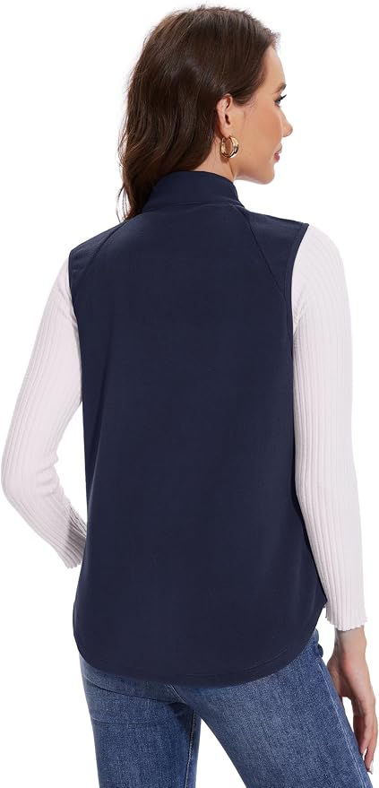 MAGCOMSEN Women's Fleece Vest with Zipper Pockets Zip Up Sleeveless Jackets Lightweight Soft Warm Polar Vest Outerwear