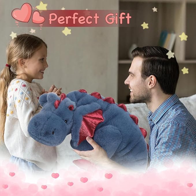 ARELUX Giant 52in 3Lb Big Blue Dragon Large Stuffed Animals Cute Plush Toy Fuzzy Jumbo Dinosaur Pillow Plushies with Wings Cuddly Soft Green Pterosaur Plushie for Friends Family Member