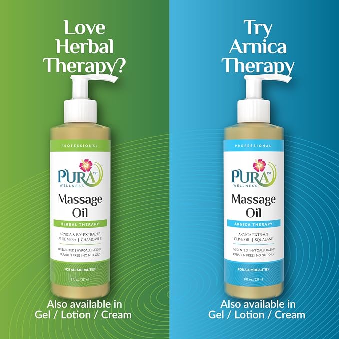 Herbal Therapy 8 Fl oz Massage Oil, Aloe Vera, Professional, Massage Therapy, Deep Tissue, Unscented, Hypoallergenic, Natural Ingredients, Skin Hydrating, Moisturizing, Muscle Relief