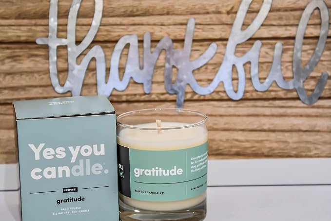 Yes You Candle - Gratitude, Bergamot & Citrus, Highly-Scented, Inspirational Soy Candle, Made in USA, Pure Essential Oils, Aromatherapy, 8 oz