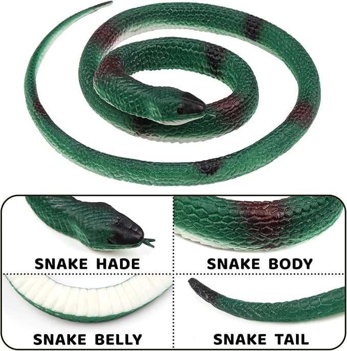 11 Pieces Rubber Snakes Realistic Large Lifelike Fake Snake Plastic Garden Snake to Keep Birds Away Scare Squirrels Halloween Prank Props Scare Snakes
