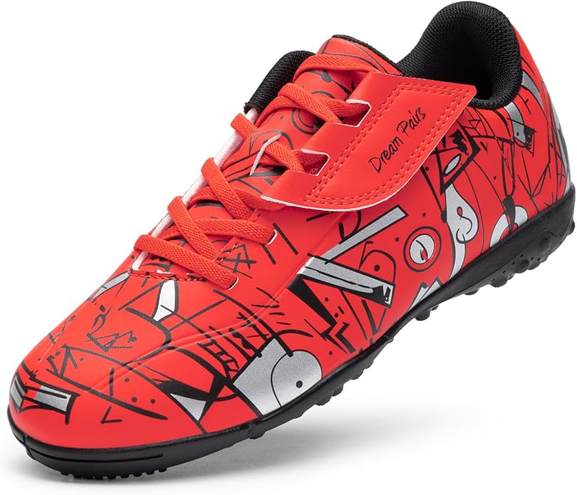 DREAM PAIRS Boys Girls Indoor Turf Soccer Cleats Lace Up Athletic Youth Futsal Football Casual Shoes for Little/Big Kid
