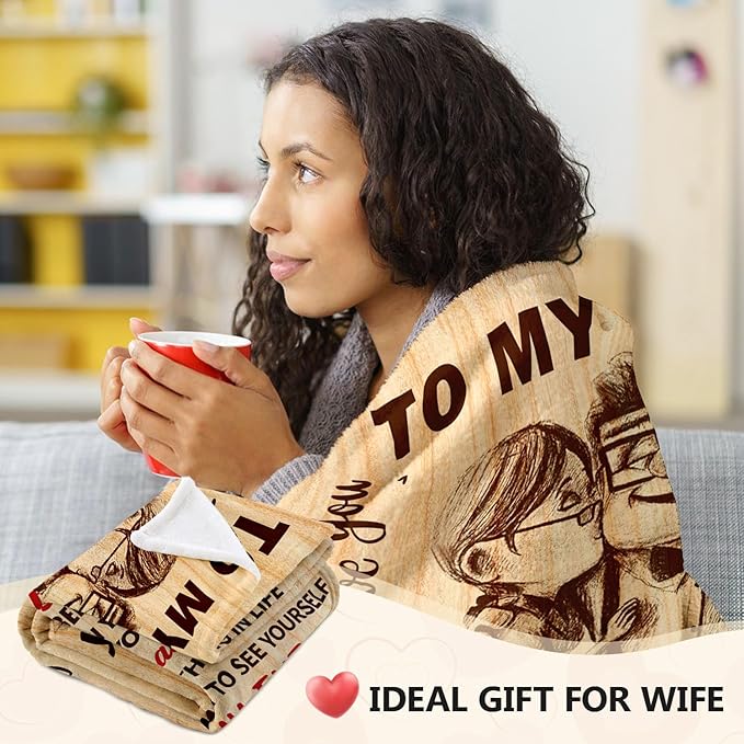 Anniversary Romantic Gifts for Women, To My Wife Blanket from Husband | Birthday Gifts for Wife - I Love You Gift for Her - Christmas Valentines Mothers Day Gift Ideas - Wife Blanket 50"x60"