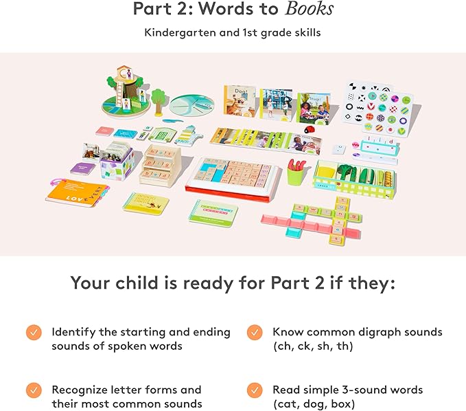 Lovevery Reading Skill Set, Learn to Read for Kindergarten and 1st Grade, Fun Phonics Games and Books, Part 2