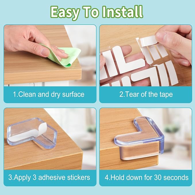 24 Pack Corner Protector for Baby: Baby Proofing Safety Corner Clear Furniture Tablet Corner Protection| Protectors Guards, Baby Proof Bumper & Cushion to Cover Sharp Furniture & Table Edges(L Shape)