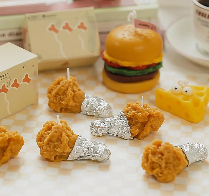 Fried Drumstick Shape Scented Candle,2PCS Fried Chicken Leg Aroma Soy Wax Funny Decorative Candle for Table Photo Prop Birthday,Prefect Gift for Meditation Stress Relief Mood Boosting