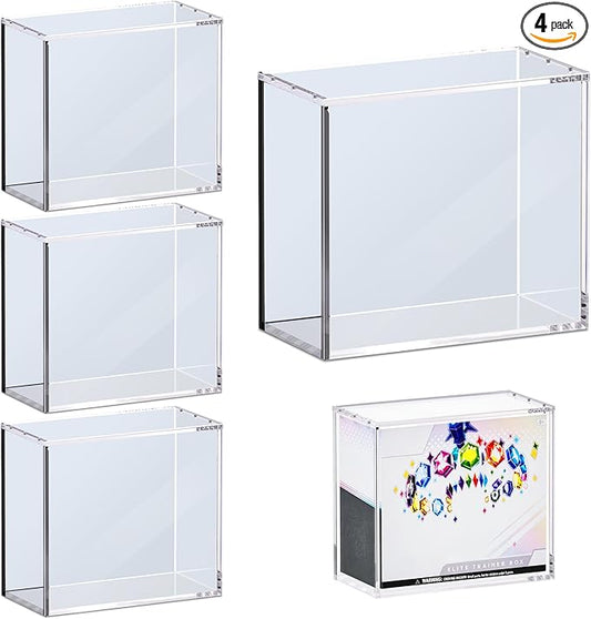 4 PCS ETB Protector Case, 5mm ETB Acrylic Display Case, Clear Ultra Acrylic Boxes for Display Compatible with Elite Trainer Box, Dustproof and Waterproof Display Box