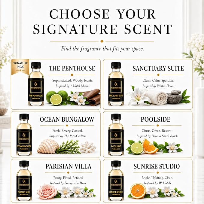 Luxury Hotel Diffuser Oil for Hotels and Homes - Aromatherapy Oils for use with an Essential Oil Diffuser at Home - Fragrance-Scent Diffuser Oil Blend (Sunrise Studio) 4.05fl oz (120ml)