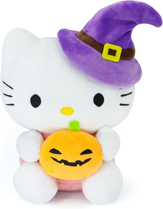 7-Inch Halloween Pumpkin Cat Plush, Soft and Cute Kitty Stuffed Animal, Adorable Halloween Decoration and Gift (Purple)