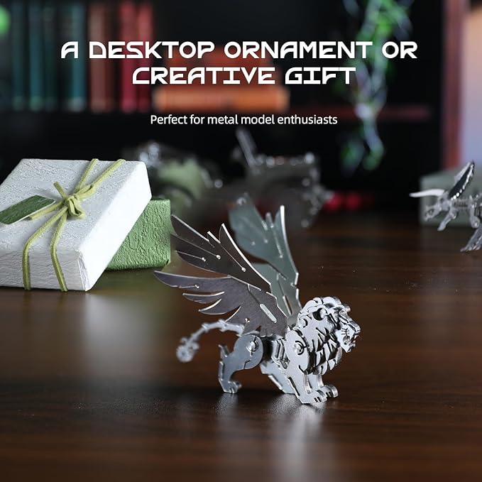 Mythical Manticore Type 3D Metal Puzzle Model for Adults, DIY Lion Building Model Kit, Fantasy Building Figurine for Gamers or Desk Metal Decor