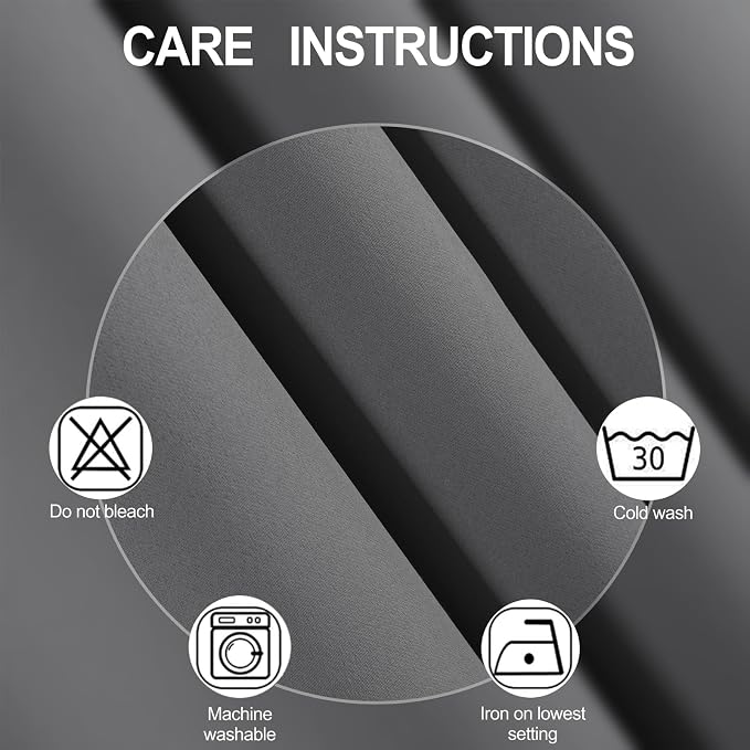 LEMOMO Blackout Curtains 66 x 54 Inch Long Frost Grey Curtains Set of 2 Panels Room Darkening Curtains for Bedroom and Living Room