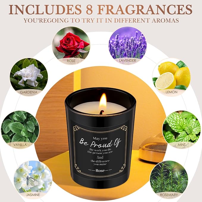 MTLEE 16 Pack Scented Candles Gifts Set Aromatherapy Soy Wax Candles Bulk Scented for Women Men Birthday Bath Yoga Family Gatherings Festive(Motivational,Black)