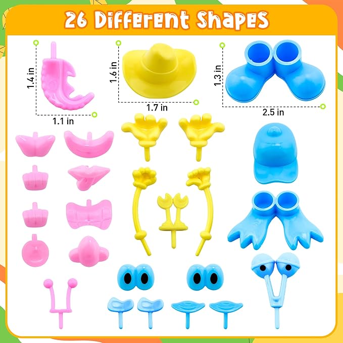 iShyan Dough Play Tools for Kids,35pcs Clay Tools Play Accessories with Cutters, Roller, Rolling Pins, Safety Scissors, Plastic Knife, Dough Body Part
