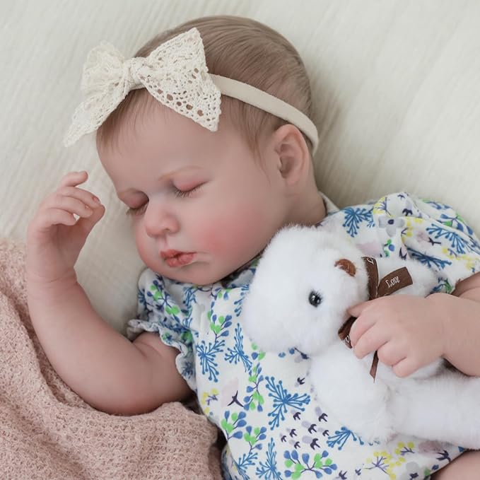 SCOM Silicone Reborn Baby Dolls - 20 inch Cute Realistic Baby Girl, Soft Full Silicone Body Newborn, Washable & Poseable, with Accessories for Boy Girl Ages 3+ Yrs, Birthday/Christmas