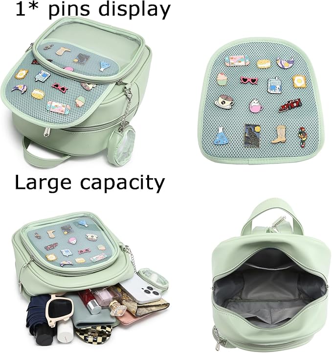 CHERRY SAUCE Kawaii Backpack PU Leather Ita Bag Aesthetic Cute Purse Pin Display