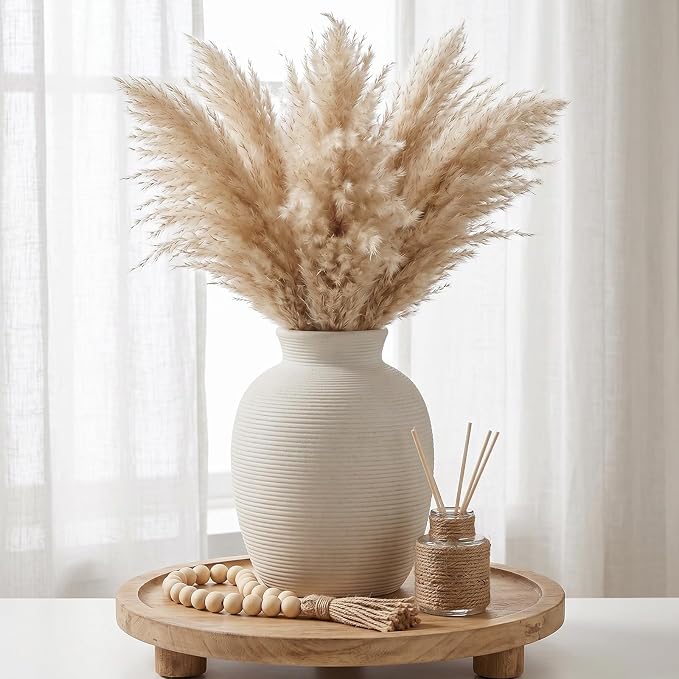 White Ceramic Vase for Flowers, 8in Waterproof Pottery Ceramic Vases | Flower Terracotta Vases for Farmhouse Table Centerpieces, Home Decor, Living Room